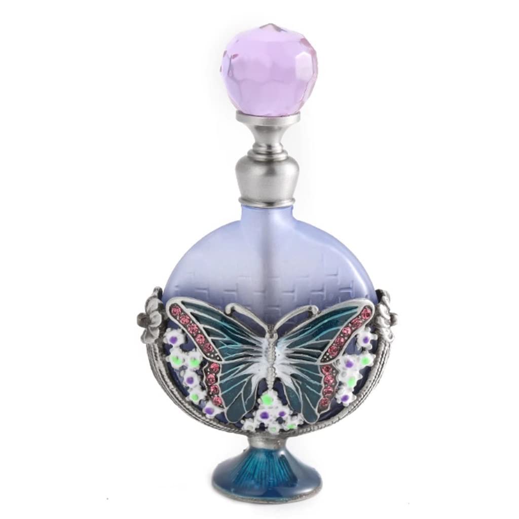 Botella de Perfume, Botella de atomizador Botellas de Perfume con Cubierta de Cristal de 7ml, Botellas de Perfume Decorativas rellenables Vintage con Forma de Mariposa