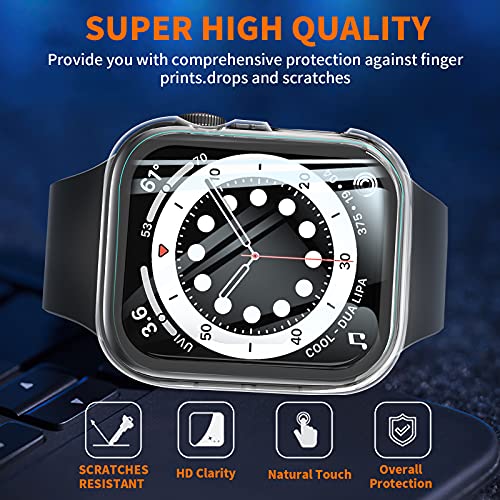 Image of LK Case for Apple Watch SE3 /SE2 /SE 44mm Series 6 /5 /4 with Screen Protector | 2Pack Touch Sensitive Ultra-Thin Bumper Full Protective Cover Hard PC Case Tempered Glass for iWatch 44mm, Clear