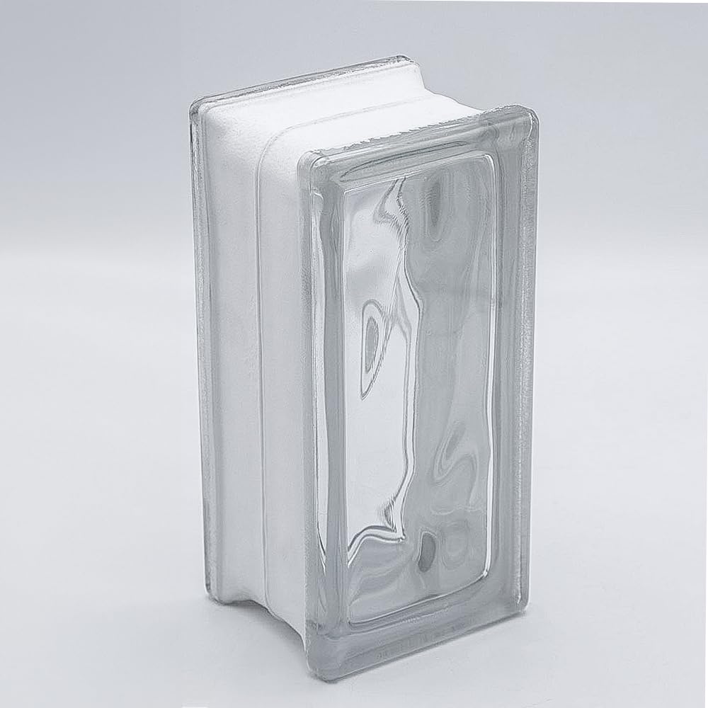 Basic Glasbaustein Halbstein Wolke Klar & Satiniert, 19x9x8 cm - 10 Stück