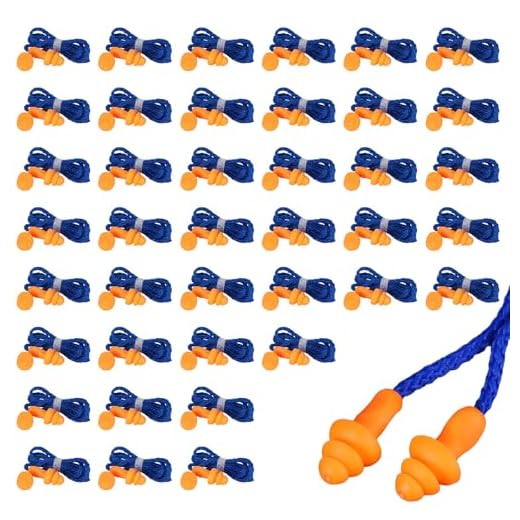 TUONYIS 40 Pares Tapones para Los Oídos con Cable,Tapones para Los Oídos de Silicona,Tapones Oidos Ruido Dormir,Tapones Oidos Cancelacion de Ruido para Cancelación de Ruido y Protección Auditiva(Azul)