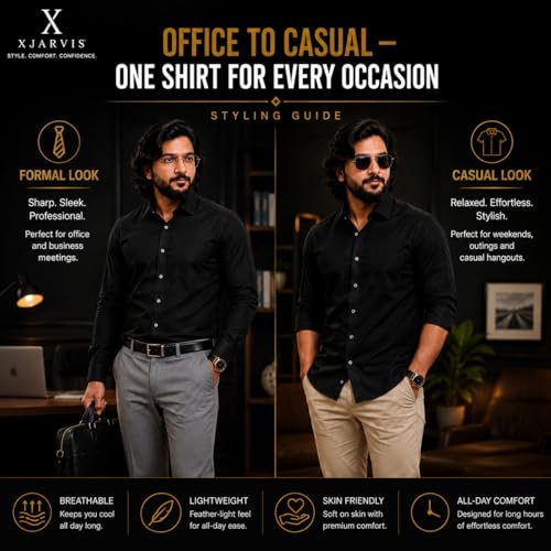 Image of MCAVOY Men's 100% Pure Cotton Shirt | Regular Fit Full Sleeve Formal & Casual Shirt for Men & Boys | Soft Breathable Office Wear