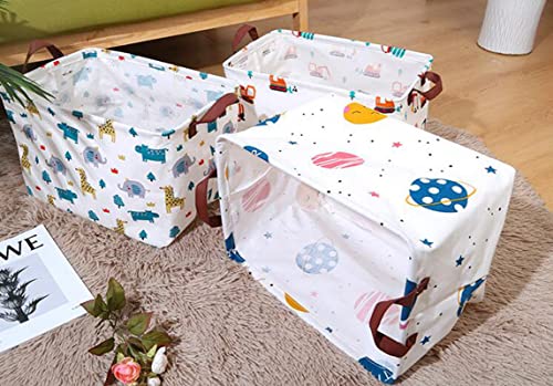 Image of Rectangle Storage Basket Cute Canvas Organizer Bin for Pet /Children Toys, Books, Clothes Perfect for Rooms /Playroom (Leaf)