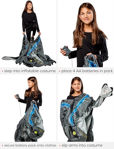 Disfraz inflable de Velociraptor azul para niños miniatura 4