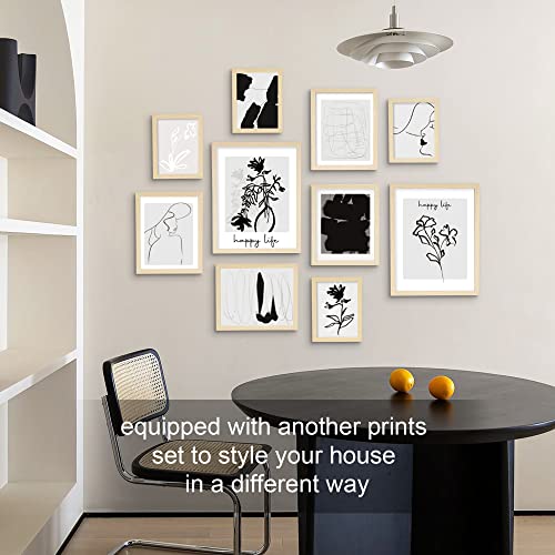 Artbyhannah Gallery Wall Frame Set Of 10 With Minimalist Art Prints And Natural Wood Frame Wall Art Decor, Multi Size 6X8 X4, 8X10 X4, 11X14 X2 #TOP2