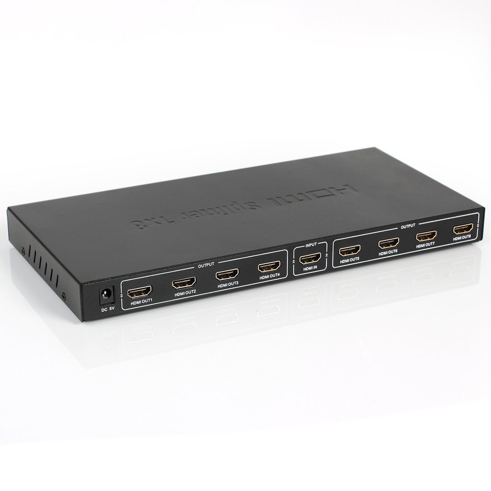 ESYNIC Rozdzielacz HDMI z wtyczką brytyjską, 8-kierunkowy, wysoka prędkość, 1 wejście, 8 wzmacniaczy, obsługa rozdzielczości 3D i HDMI do 4Kx2K/30 Hz, idealny do 3D HDTV SKY HD, PS4, Xbox 360, Elite