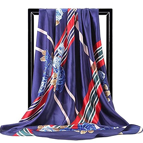 Bufanda de Seda para Mujer, pañuelo Estampado para el Cuello, pañuelo Cuadrado para Oficina, pañuelo para Mujer (Enchufe Estadounidense, 90 cm x 90 cm)