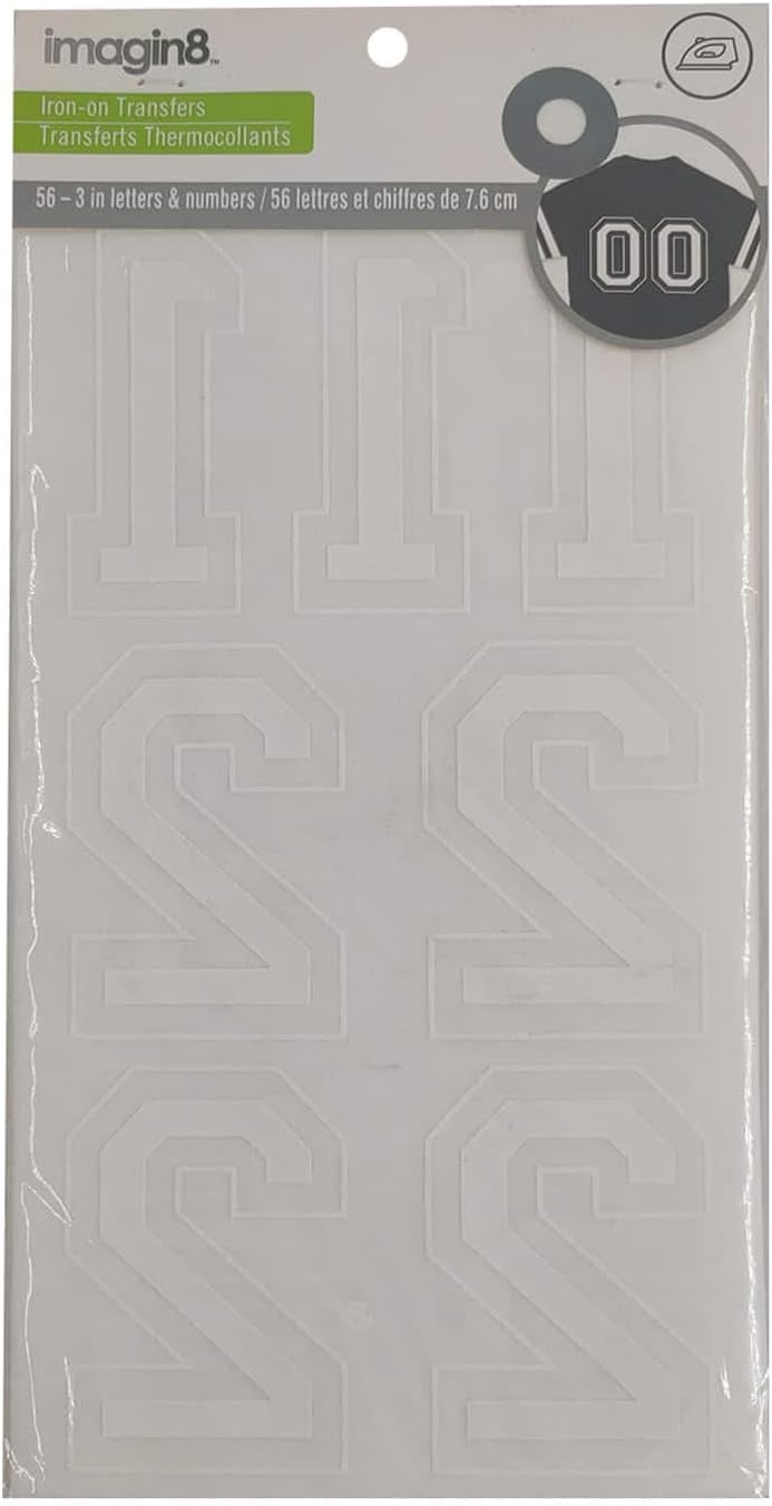12 Packs: 56 ct. (672 Total) 3”; Iron-On White Flocked Collegiate Letters by Imagin8™