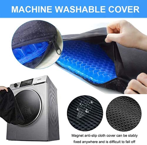 Image of Gel Seat Cushion Silicone Chair Cushion Multifunctional Comfortable Thick Double with Non-Slip Cover for Coccyx and Sciatica Ideal for Office, Home and Car