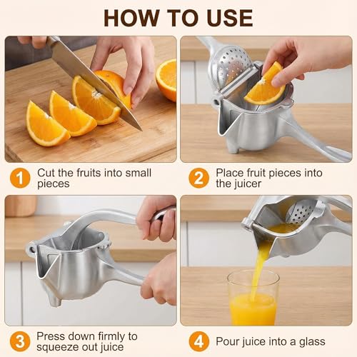 Image of Fresh Fruit Juice Extractor, 2026 Upgrade Aluminum Hand Juicer Squeezer Lemon Juicer Manual Hand Press with Ergonomic Grip, Easy to Clean for Orange Citrus Pomegranate Lime Grape fruit Kitchen Tools.