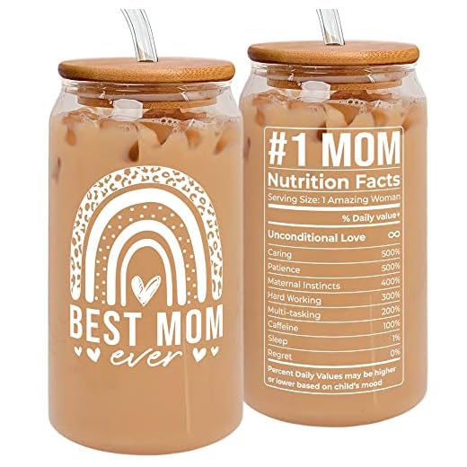 Mocosweeties Gifts for Mom from Daughter Son - Birthday, Mothers Day, Christmas Mom Gifts for Wife, Her - Gift Ideas for Mama, Mother - Gift for New Moms, Mothers - 16 Oz 2-sided Can Glass