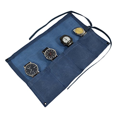 Hide & Drink Waxed Canvas Travel Watch Roll Organizer Holds Up to 4