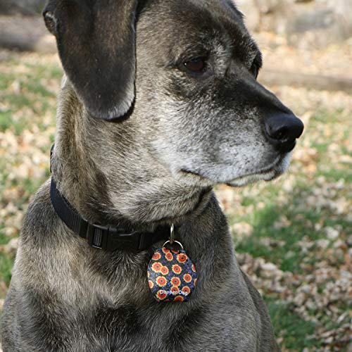 Image of Dapper Dog - Dog Tag Silencer with Tag Ring (Orange Flowers)