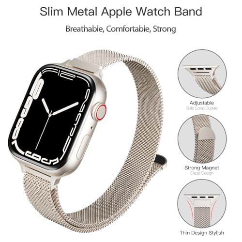 3 Pack Slim Metal Loop Compatible with Apple Watch Band 42mm 41mm 40mm 38mm 46mm 45mm 44mm 49mm Women Men, Thin Stainless Steel Magnetic Strap for iWatch Bands Series 11 10 9 8 SE 7 6 5 4 3 Ultra - image 2