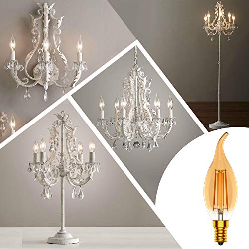 Tuoplyh Vintage dimbaar E14 LED filament windstoot kaarslamp, 4W vervangt 40 Watt gloeilamp, warm wit 2700K, CRI >80… - Afbeelding 6