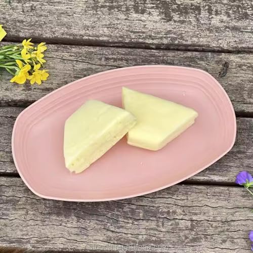 Image of Unbreakable Wheat Straw Dinner Kids Plates Dinnerware Sets Serving Plates Round Dishes for Dessert, Appetizers, Fruits, Snacks, Salad Dishwasher & Microvave Safe Dinner Set (Pink, Pack of 4)