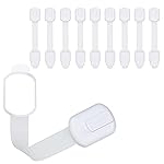 CUTESAFETY - Child Safety Cabinet Locks (10 Pack) - Adjustable Baby Proofing Strap Latches with Strong 3M Adhesive - No Drill Childproof Locks for Drawers, Cabinets, Fridge, Door, Closet, White