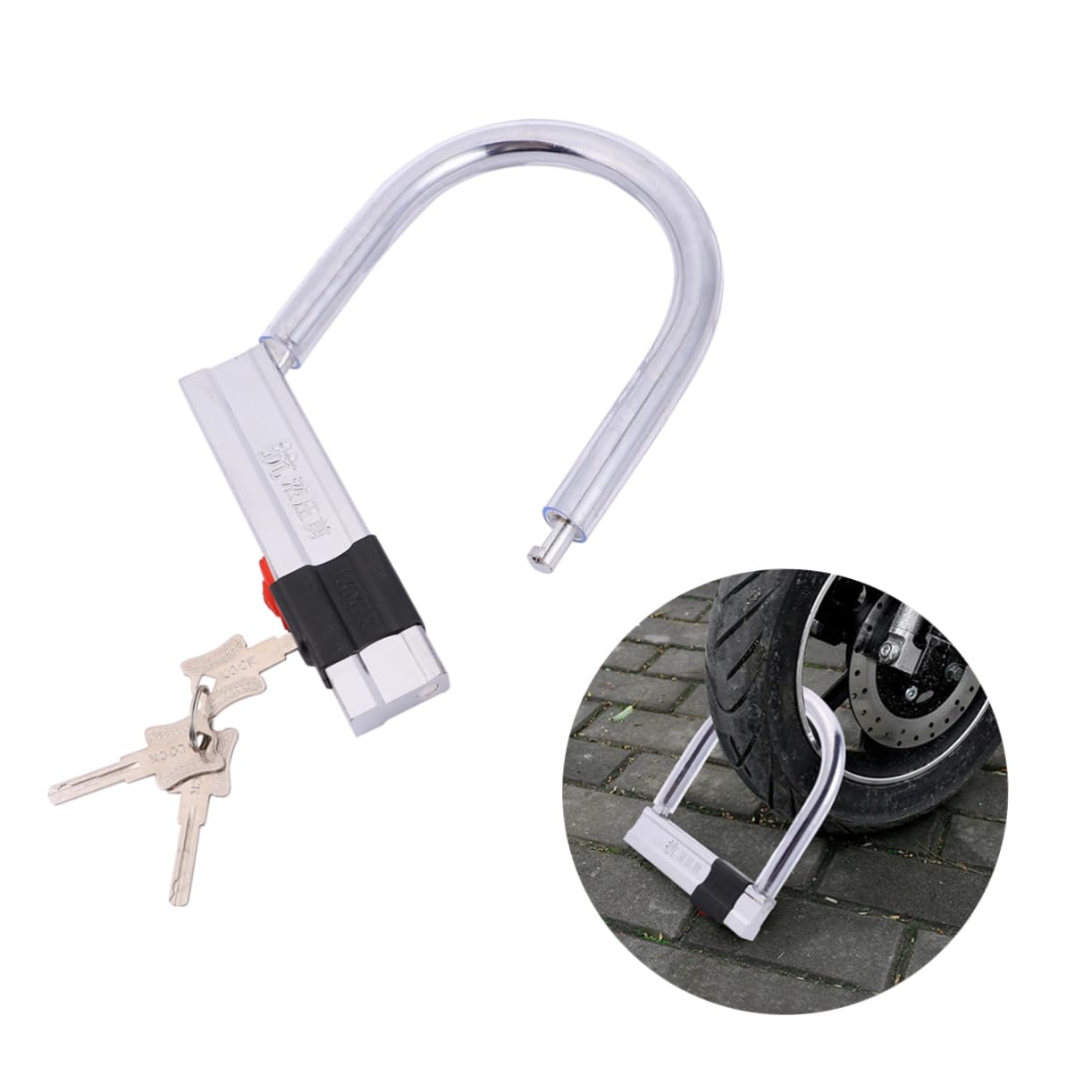 Antivol en U pour Vélo et Moto, Acier Inoxydable Argenté, Résistance Hydraulique, Haute Sécurité, pour Extérieur et Protection Anti-vol