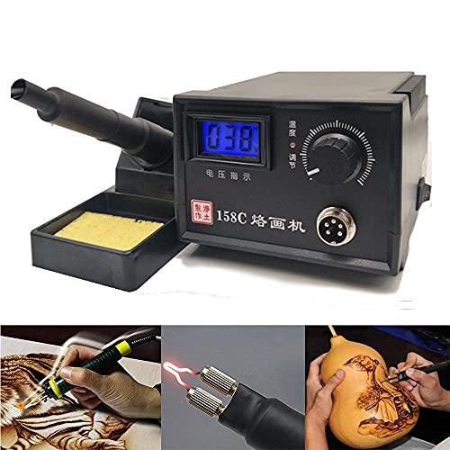 YXCUSAM Máquina de pirografía de 60 W, kit profesional de herramientas de tallado de madera, kit de quema de madera multifunción, para manualidades de madera de calabaza (pantalla digital)