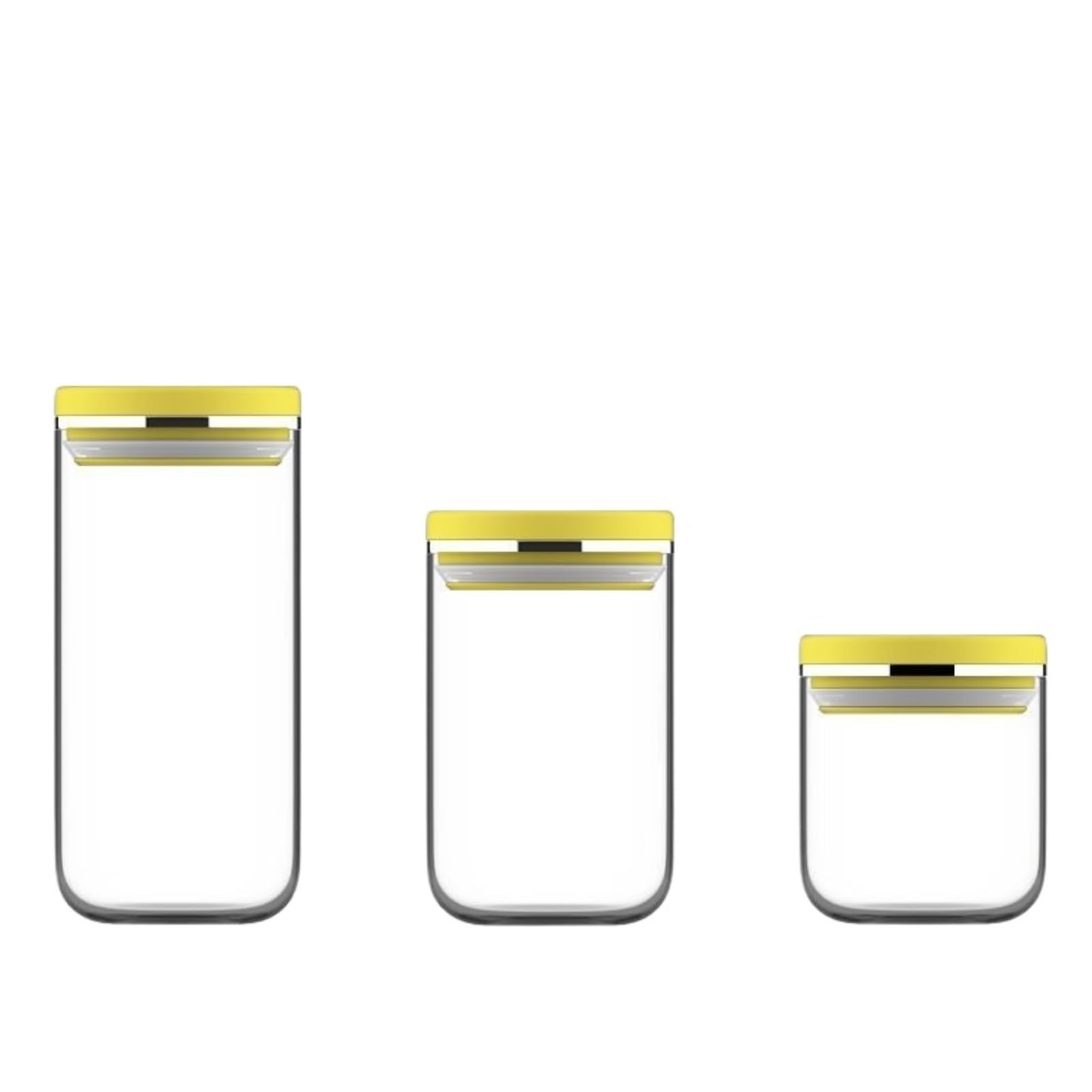 Vorratsgläser mit Deckel 3er-Set Vorratsgläser Aus Glas Mit Großem Verschluss for Verschließen Von Lebensmitteln Aufbewahrungsgläser Küche(Yellow)