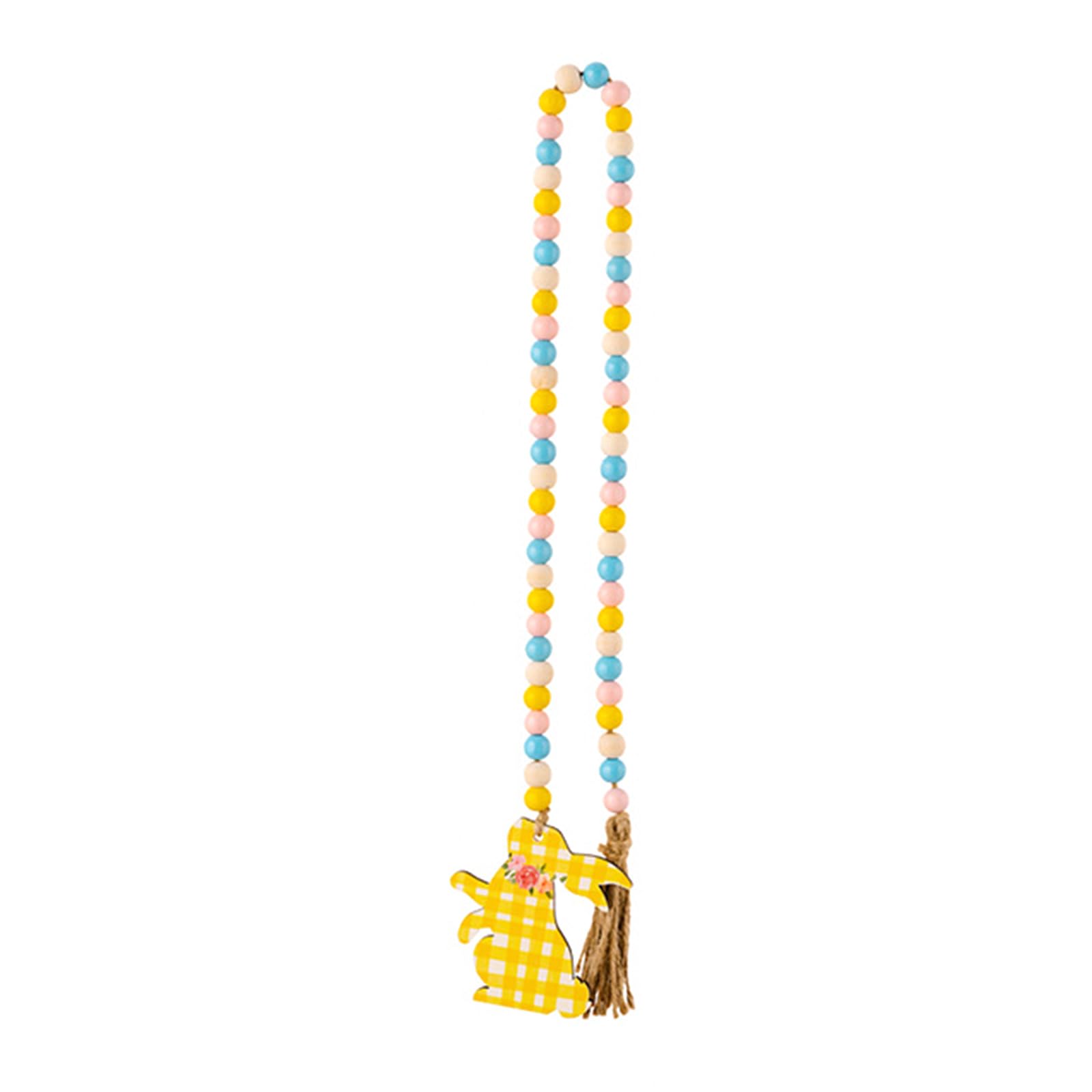 Buxuaaaa Wood Bead Garland with Tassels Farmhouse Wood Beaded Garland with Rope Prayer New Year Gift Bead with Tassels