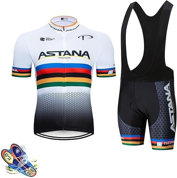 LIFE ESSENTIALS Abbigliamento Ciclismo Set Manica Corta Tuta Ciclismo Uomo Completo Ciclismo Estivo Per Bici Bianco Con Pantaloncini Imbottiti in Gel Traspirante e Ad Asciugatura Rapida (Bianco, XL)