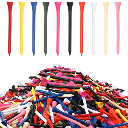 Vinsot 500 Pcs Wooden 3-1/4 Inch Golf Tees Colorful Long Golf Tees Bulk Unbreakable Durable Reduce Friction Side Spin More Stable