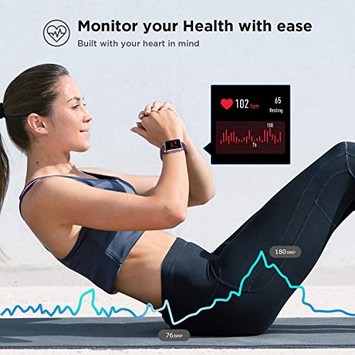LETSCOM Smart Watch Fitness Tracker Heart Rate Monitor Step Calorie Counter Sleep Monitor Music Control IP68 Water Resistant 1.3 Inch Color Touch Screen Activity Tracking Pedometer for Women Men