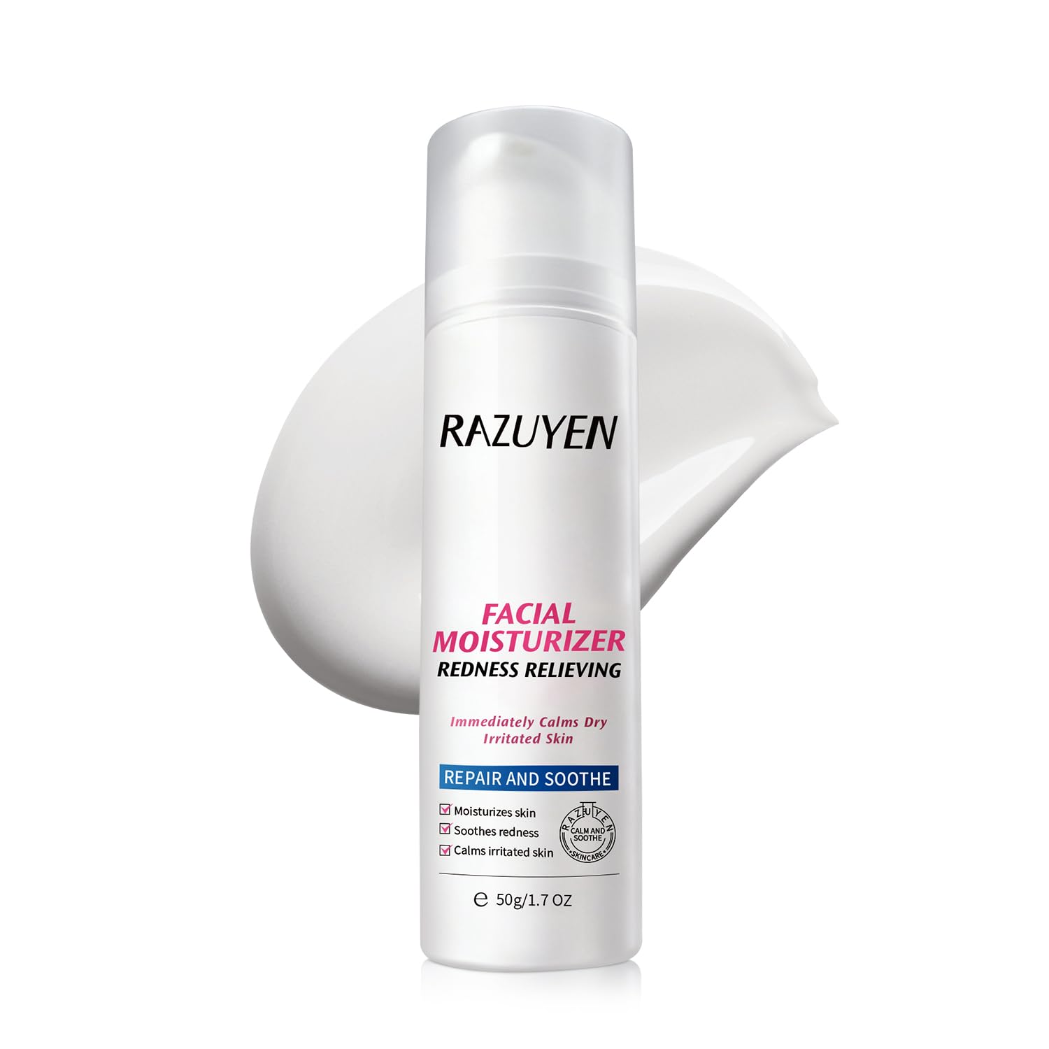 Ceramide Moisturiser, Calm Face Cream for Sensitive Skin, Soothes and Anti Redness Cream for Face Day and Night Skincare, Non Comedogenic, 1.7 oz