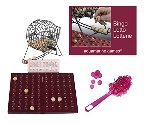 Outletdelocio Loteria-Bingo, Madera y Metal. 90 Bolas de Madera Maciza. Incluye Regalo fichas magneticas de Recogida rápida. 51894/39582