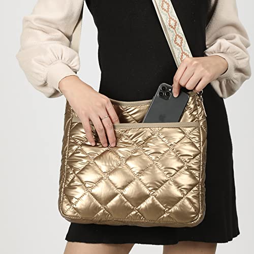 Image of Quilted Crossbody Bag, Puffer Shoulder Bag, Tote Bag with Zipper, Fashion Cotton Quilted Ladies Handbag