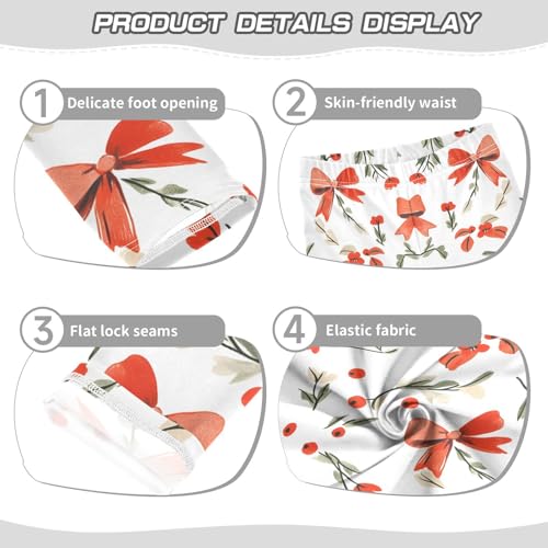 Red Bow Flower Girls Leggings Ultra Soft Compression Yoga Gym Pants for Kids 4-10T3