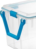 Vista 3 de Sterilite Caja de juntas con ruedas de 120 cuartos de galón, contenedor de almacenamiento apilable con tapa de cierre, asa y sello hermético