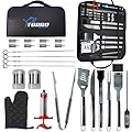 Torro Products 25PCS BBQ Grill Stainless Steel Laser Etched Logo Tool Set, Accessories, Grilling Kit Oxford Case, Camping, Kitchen, Barbecue, Summer, Parties Utensil for Men Women with Thermometer