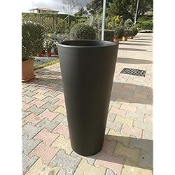 Macetero Alto Resina Maceta Macetero redondo de resina alto 85 cm Col. Negro antracita Cache-Pot Genesis Diam. 38