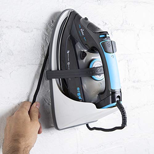 Minky Homecare SureGRIP Heat Resistant Universal Iron Holder – Ironing Storage with Adjustable Safety Strap and Cable Management (White)