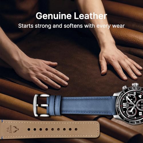 Image of Fullmosa Quick Release Premium Leather Watch Strap | 24 /22 /21 /20 /19 /18mm,Burnished Leather Watch Band Compatible with Samsung Amazfit Fossil Replacement Belt for Men and Women