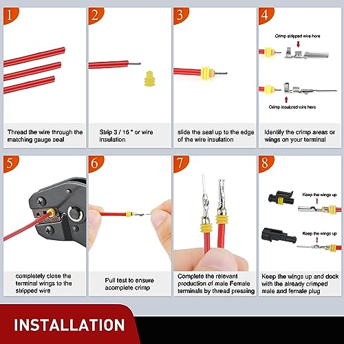 Image of Nilight 120PCS 1 Pin Electrical Connector Plug Male Female Terminal Wire Connector Waterproof Connectors 1 Way Automotive Connect Set for Car Truck Motorcycle Marine Boat 20 Sets