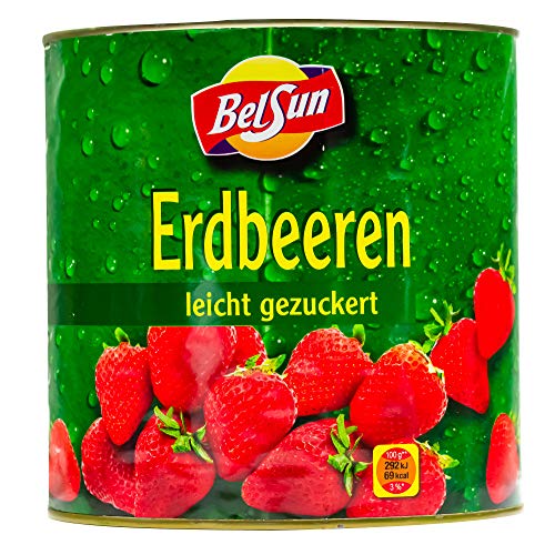 BelSun Erdbeeren leicht gezuckert - 5x 925g Dose - eingelegte Erdbeeren Erdbeer-Dose Erdbeerfrucht Erdbeere Obstkonserve vegan glutenfrei schonend verarbeitet Cover