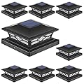 APONUO 4x4 Post Solar Lights,8 Pack 2-Modes Bright Solar Post Cap Lights Auto On Off,Outdoor Waterproof Garden Patio Fence Deck Patio Decor for Fence Deck Post Caps 4x4 6x6 Wood,4x4 Vinyl