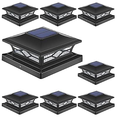 APONUO 4x4 Post Solar Lights,8 Pack 2-Modes Bright Solar Post Cap Lights Auto On Off,Outdoor Waterproof Garden Patio Fence Deck Patio Decor for Fence Deck Post Caps 4x4 6x6 Wood,4x4 Vinyl