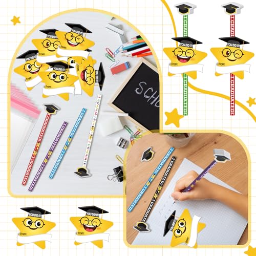 Set de 18 lápices de graduación con borradores y tarjetas miniatura 5