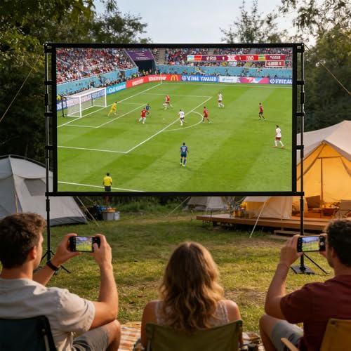 Pantalla de proyección portátil 16:9 con soporte metálico doble miniatura 4
