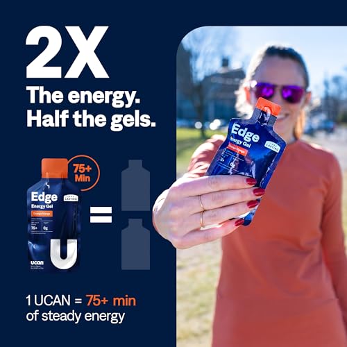 Image of UCAN Edge Energy Gel Shots, Orange Mango (12, 2 Ounce Packets) for Running, Training, Workouts, Fitness, Cycling, Crossfit | Sugar-Free, Vegan, & Keto Friendly Energy