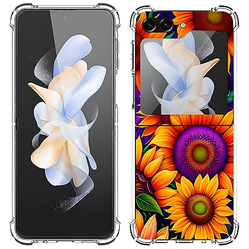 Beaucov Galaxy Z Flip 5 Case,Colorful Sunflowers Drop Protection Shockproof Case TPU Full Body Protective Scratch-Resistant Cover for Samsung Galaxy Z Flip 5