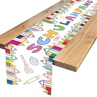 Tischdeko Einschulung,Schulanfang Deko Tischläufer Tischband für Einschulung Schulkind Schulanfang Schuleinführung Schulstart Party Dekoration 180 x 35cm (Weiß)