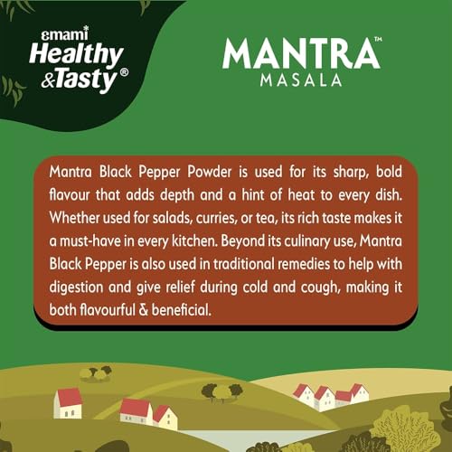 Image of Emami Healthy & Tasty Mantra Black Pepper /Kali Mirch Powder, Natural, No Added Colour & Preservatives 100g