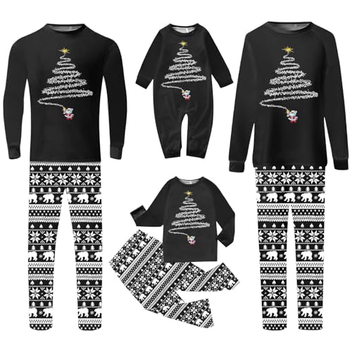 Famzuneu Pijamas Familiares Iguales, Pijamas Navidad Familia Hombre Mujer Loungewear Manga Largos Estampada Navideño Camiseta Y Pantalones Invierno Christmas Ropa De Dormir Pareja Natal a Conjunto