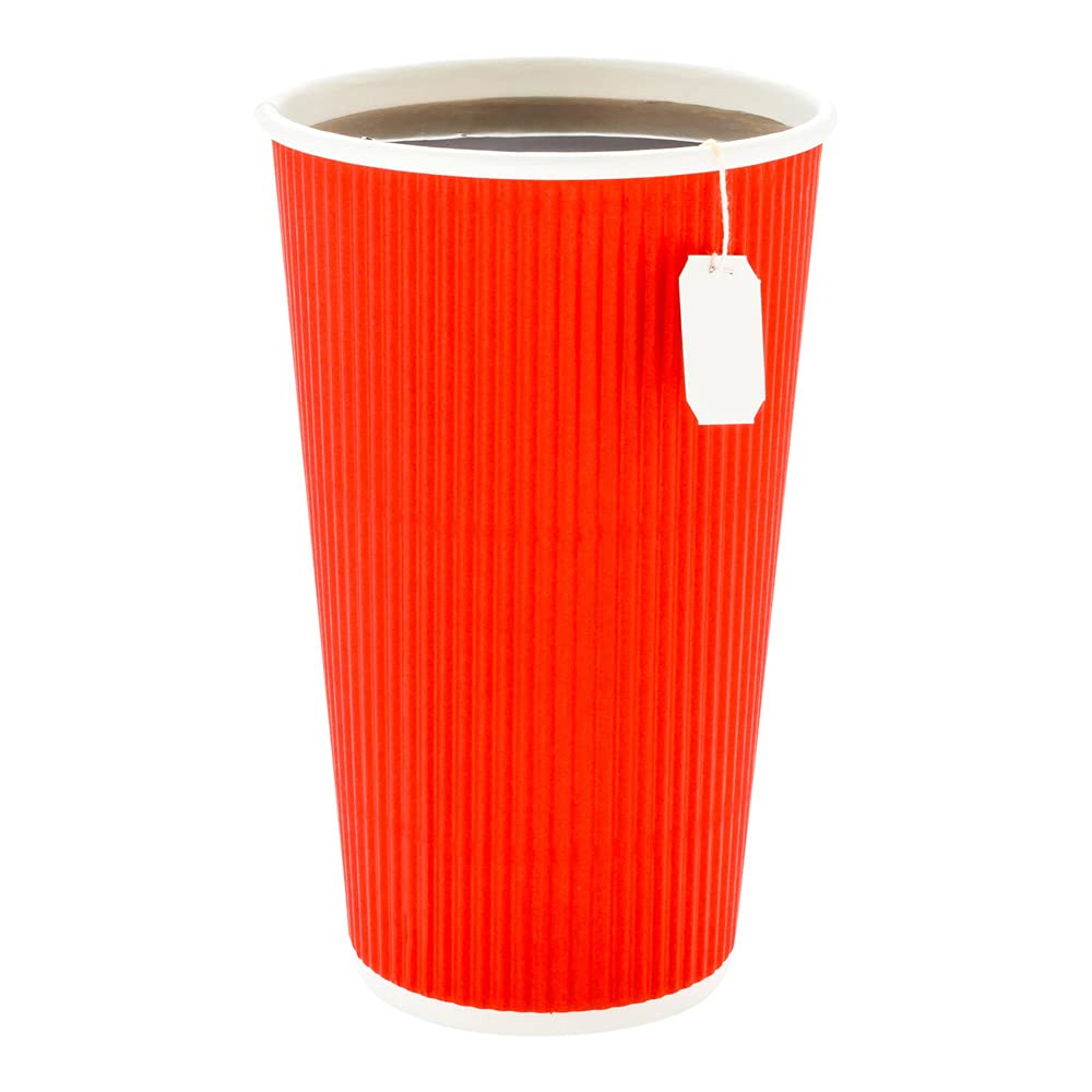 Restaurantware20 Ounce Ripple Insulated Coffee Cups, 250 Double Wall Corrugated Coffee Cups - Matching Lids Sold Separately, Secure Grip, Red Paper Ribbed Coffee Cups, Sustainable, Leakproof