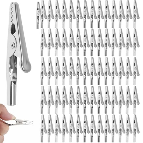 70PcsSilver Alligator Clip Set for Lab and Electrical Testing