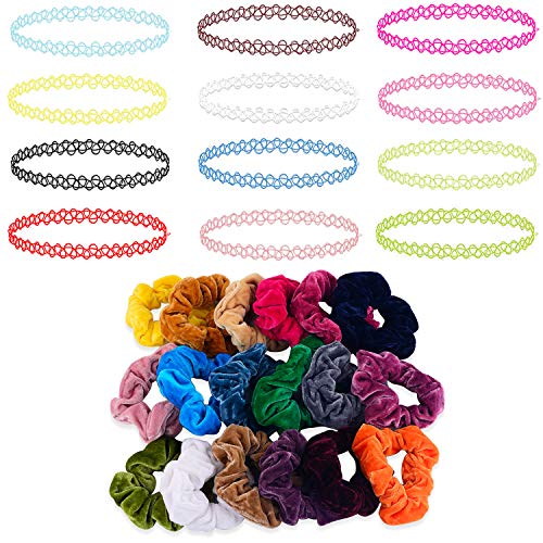 BodyJ4You 32PC Choker Necklace Colorful Hair Bands Set Henna Tattoo Stretch Elastic Jewelry Teen Girl